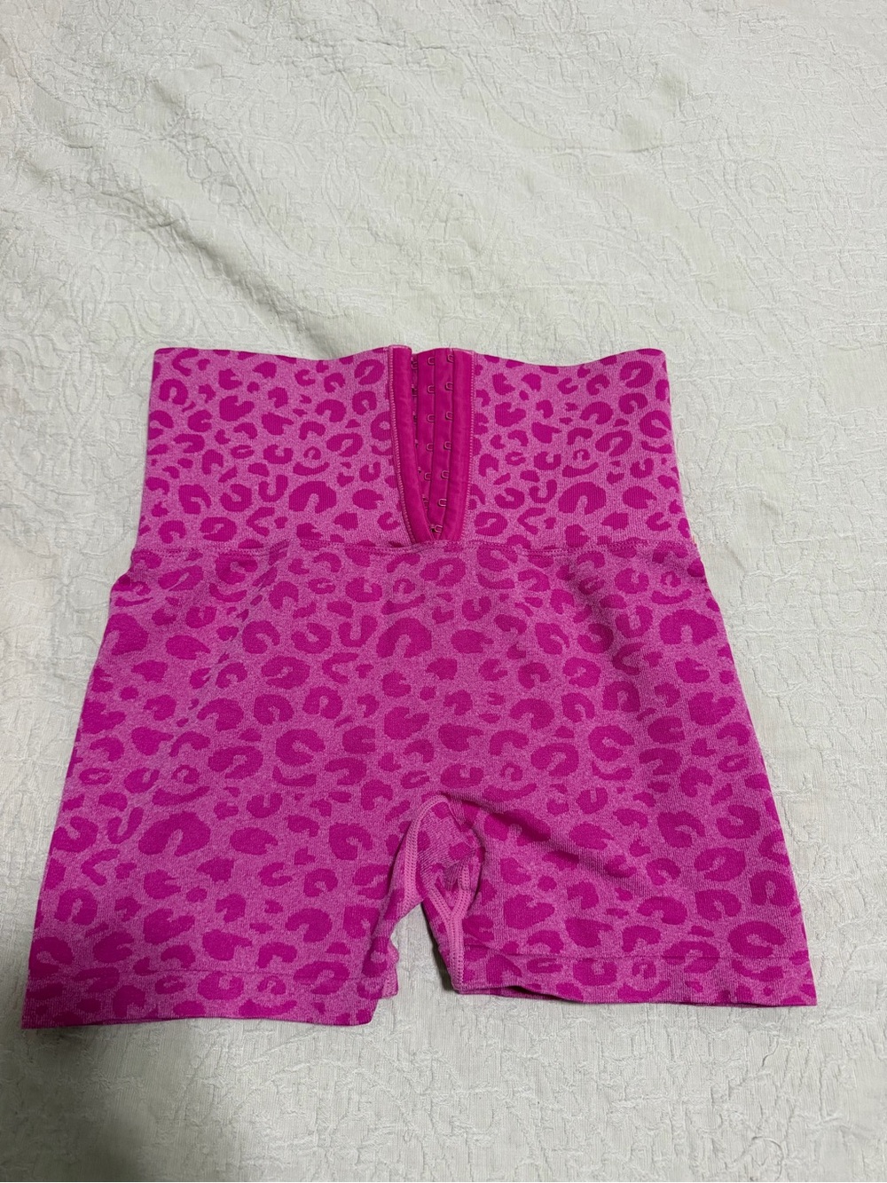 High-Waist Pink Leopard Athletic Shorts